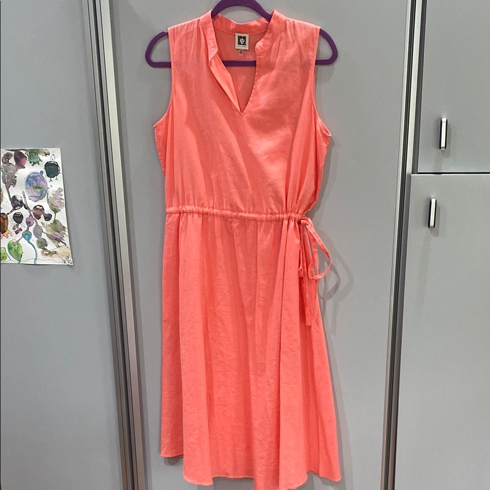 Anne Klein Pink Wrap Midi Dress with Tie Front